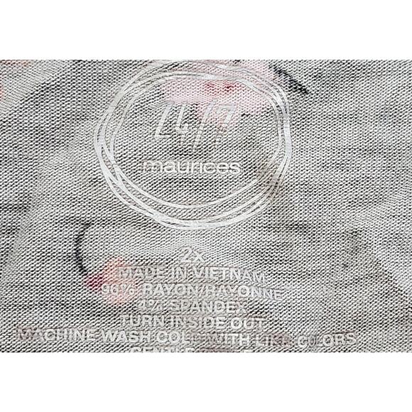 24/7 Maurices Green Pink Floral Print Top 2X Plus Lightweight Flowy Stretch Soft - Picture 4 of 4